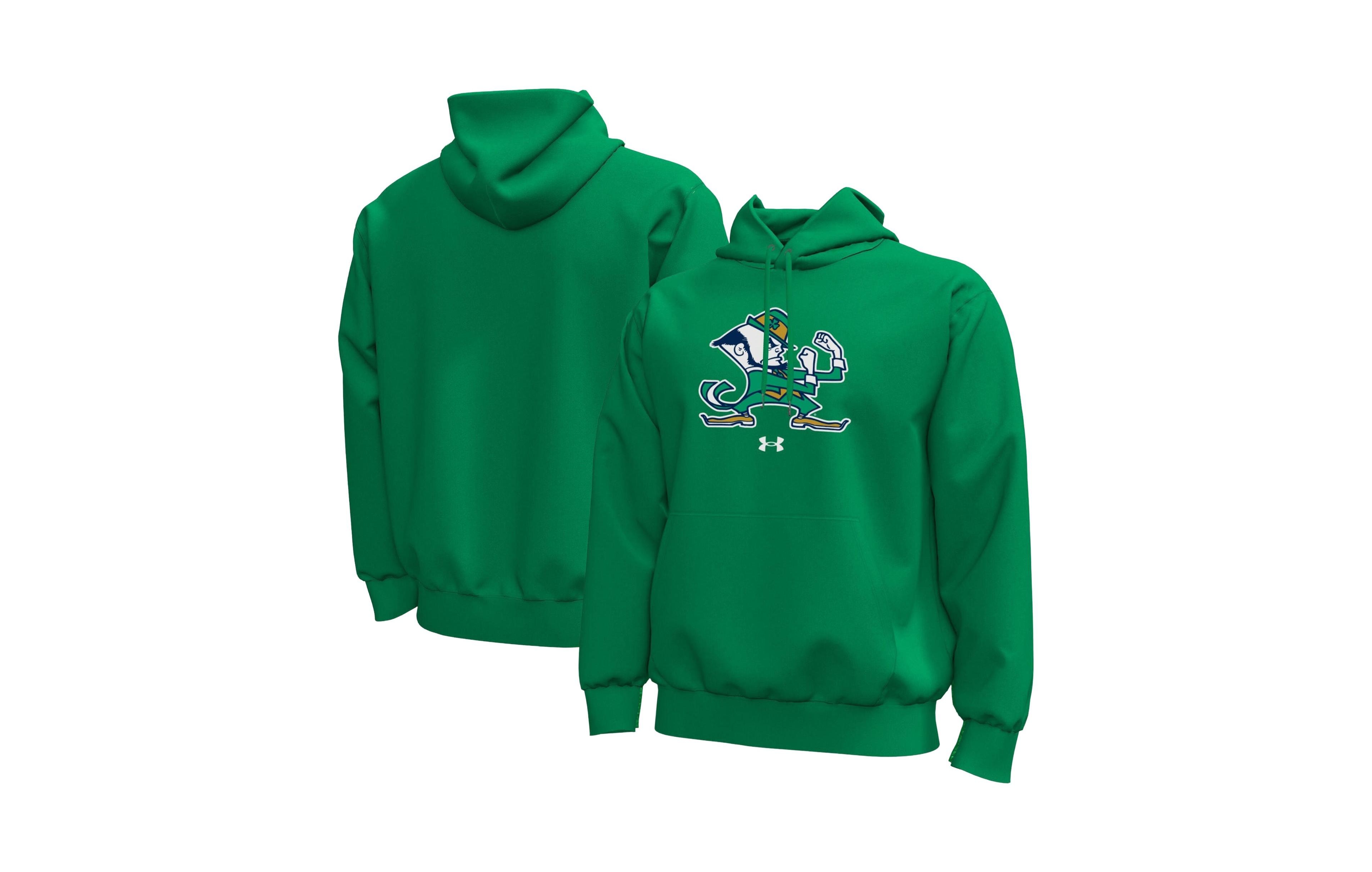 Under Armour Men's Kelly Green Notre Dame Fighting Irish Core Icon Fleece Pullover Hoodie