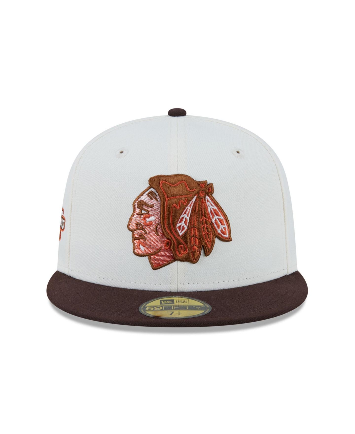 Мужская кепка New Era Cream Chicago Blackhawks Pumpkin Spice 59FIFTY Fitted Hat — фото 2