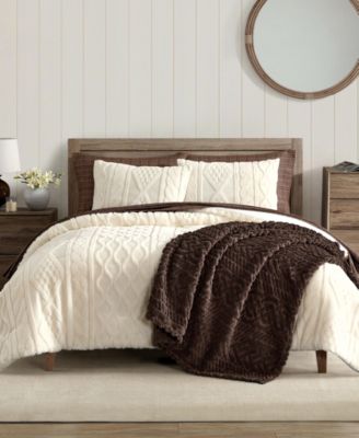 Willow Cable Knit Faux Fur Comforter Sets
