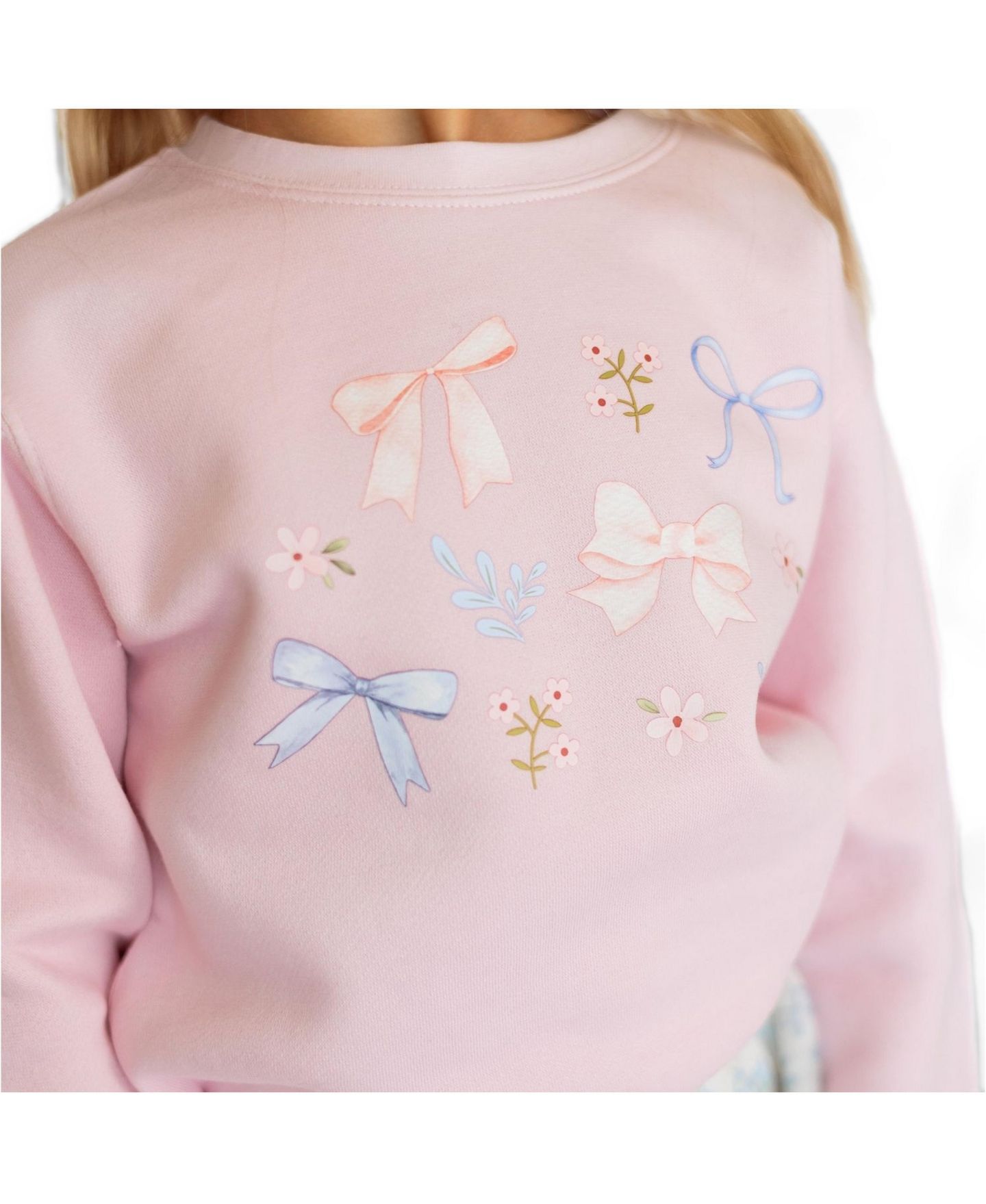 Толстовка Sweet Wink Floral and Bow Watercolor Crewneck для девочек, цвет: Розовый — фото 3