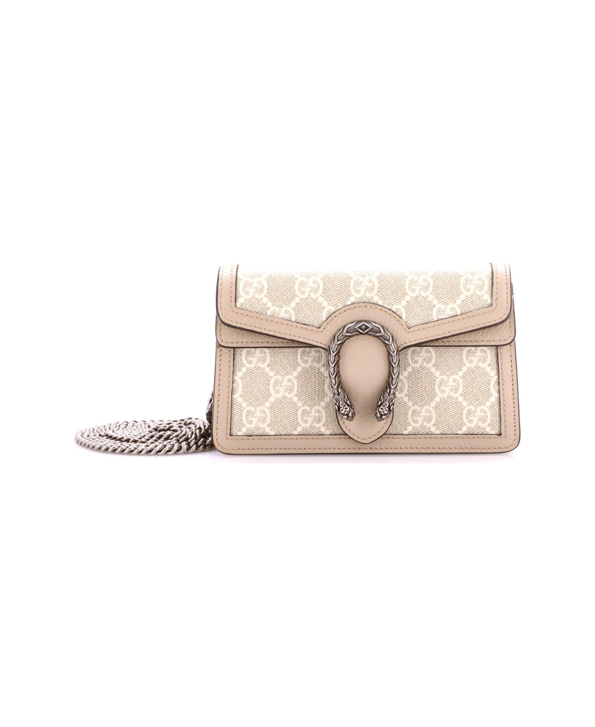 Pre-Owned Gucci Super Mini Dionysus Bag Gg Coated Canvas with Leather - Natural