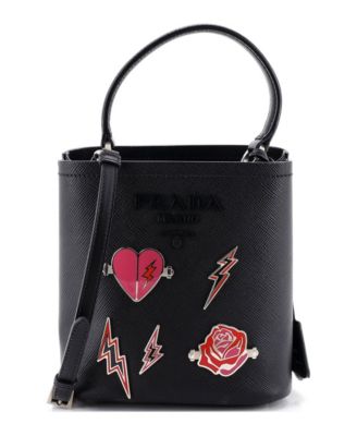 Small Panier Bucket Bag Embellished Saffiano Leather