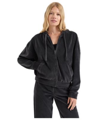 Women's Relaxed-Fit Organic Cotton Velour Modern Zip Hoodie