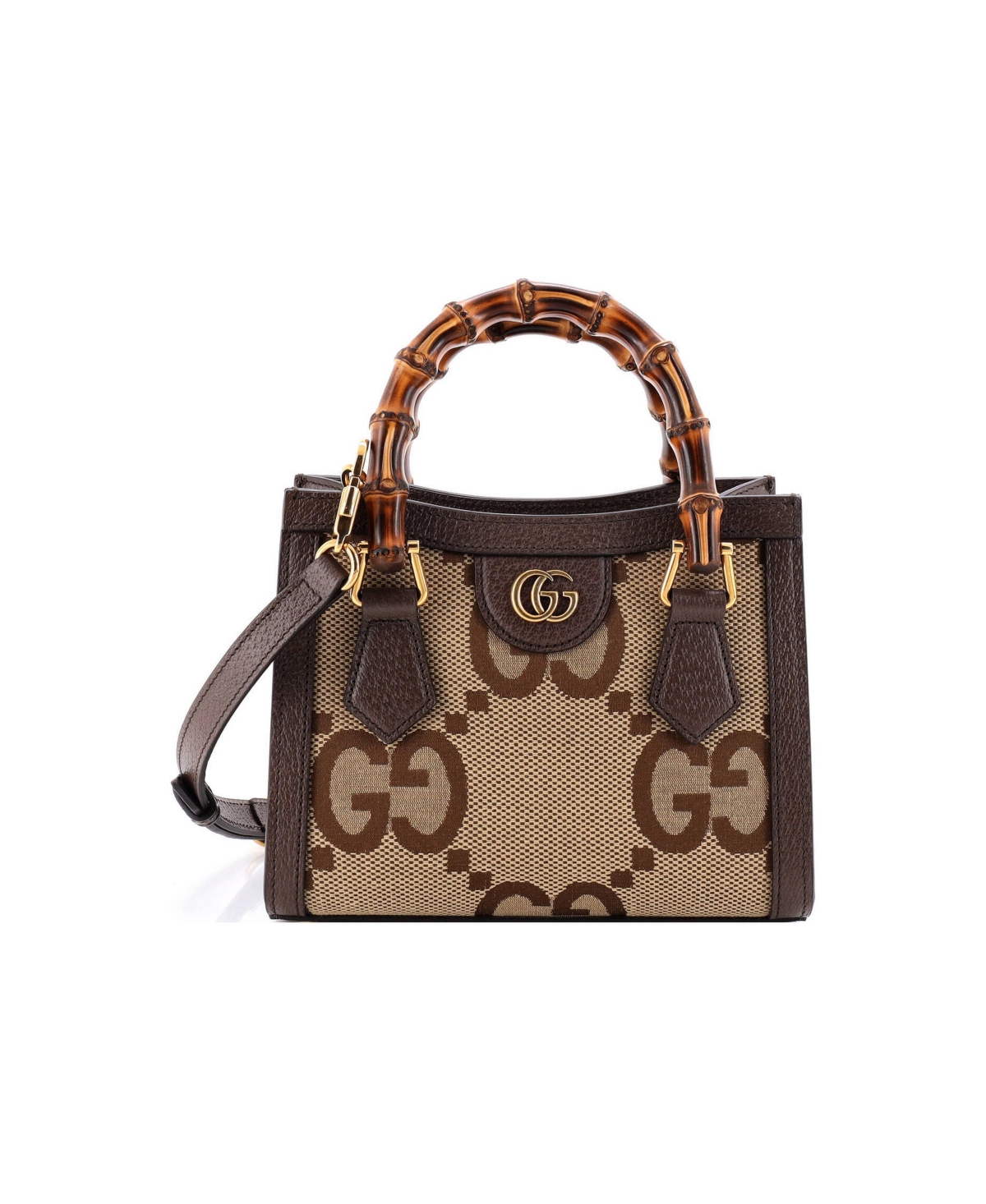 Pre-Owned Gucci Mini Diana Nm Bamboo Handle Tote Jumbo Gg Canvas - Brown