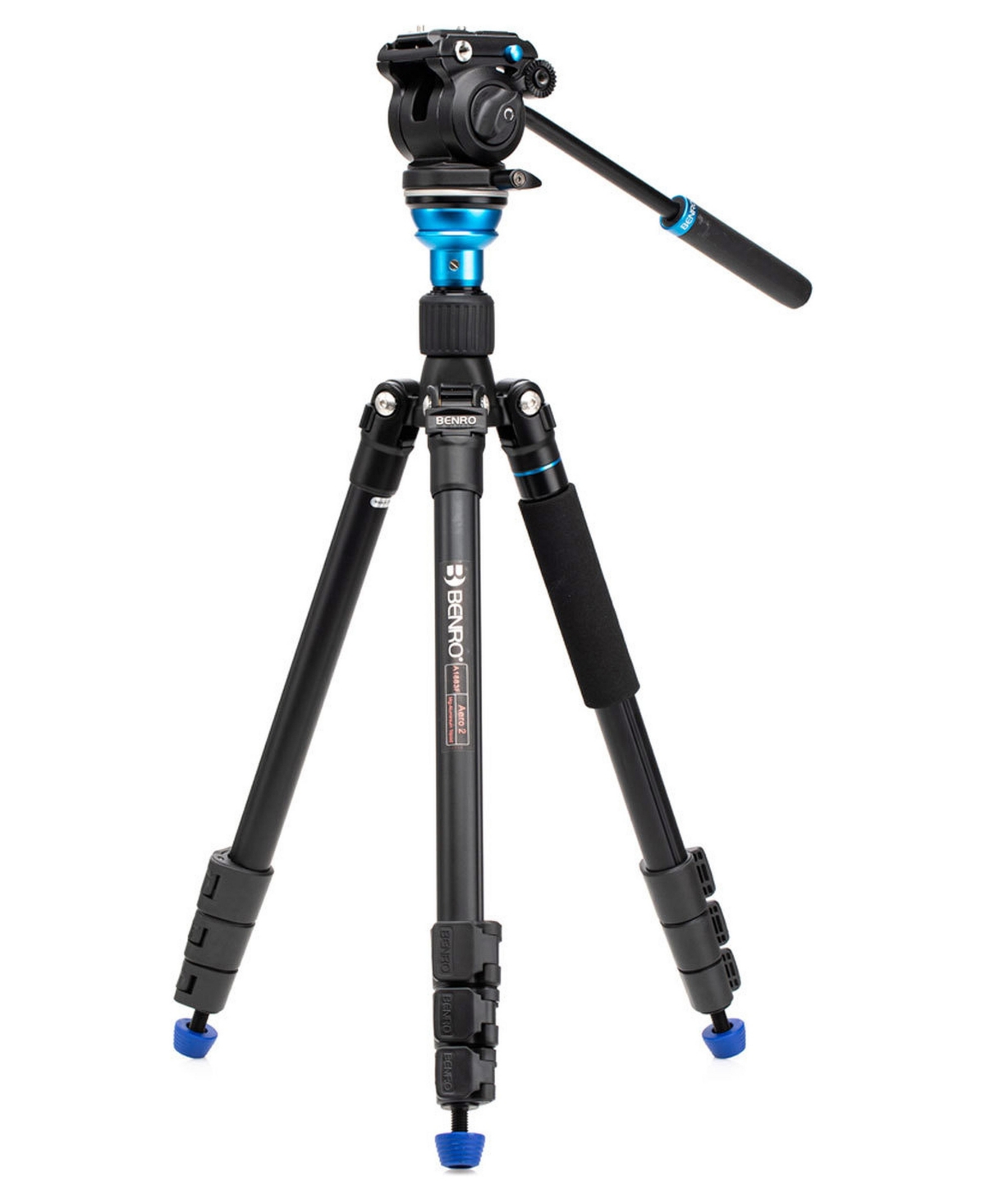 Benro Aero 2 PRO Aluminum Video Camera Tripod with S2PRO Head, Flip Locks and 64.96-inch Height