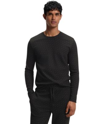 Men's Waffle-Knit Crewneck Long-Sleeve Pajama Top