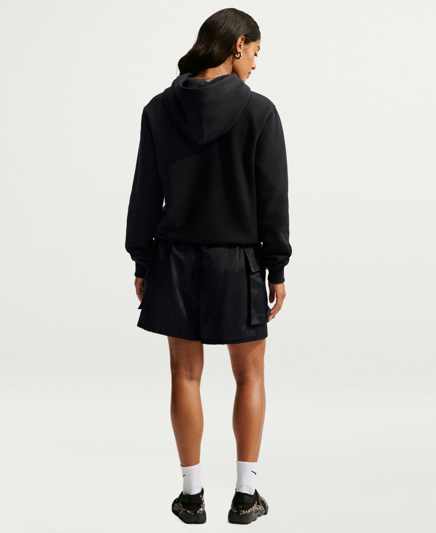 Женское худи Nike Studio Fleece Medium-Weight Pullover, цвет: Чёрный — фото 5