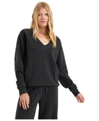 Women's Luxe Organic Cotton Waffle Knit V-Neck Long-Sleeve Top