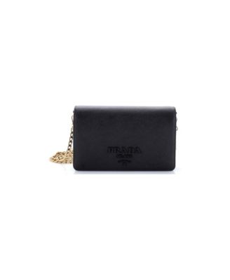 Mini Monochrome Wallet on Chain Saffiano Leather