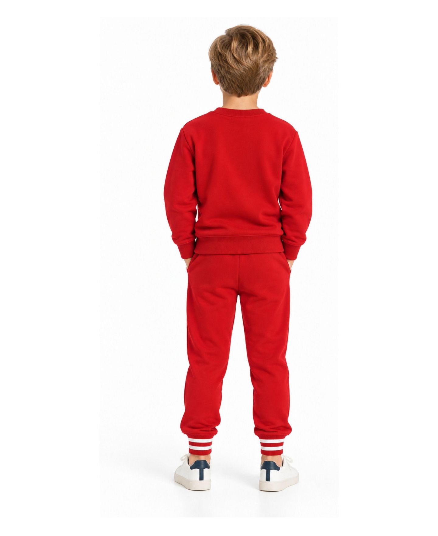 Bits & Bows Boys' and Girls' Plaid Golf Cotton Crewneck Sweatshirt and Joggers, 2-Piece Set, цвет: Красный / Белый — фото 3