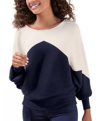Women's Boat-Neck Colorblock Ribbed Sweater
