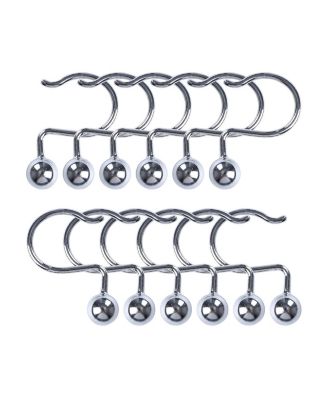 Rust-Resistant Metal Shower Curtain Hooks, Decorative Round Base Design, Shower Hooks Hangers for Bathroom - Set of 12