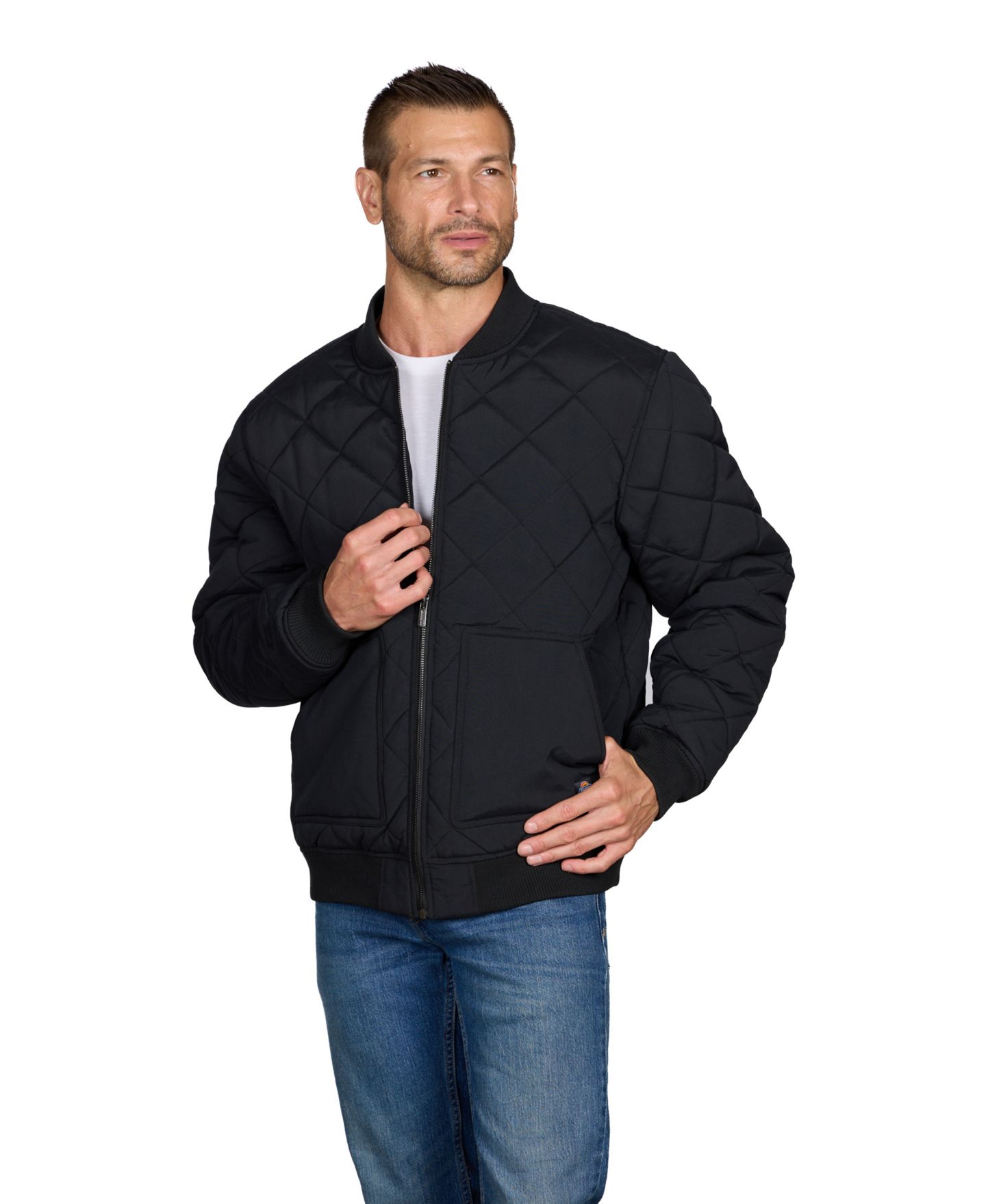 Мужская куртка Dickies Diamond Quilted Regular-Fit Bomber, цвет: Чёрный — фото 2