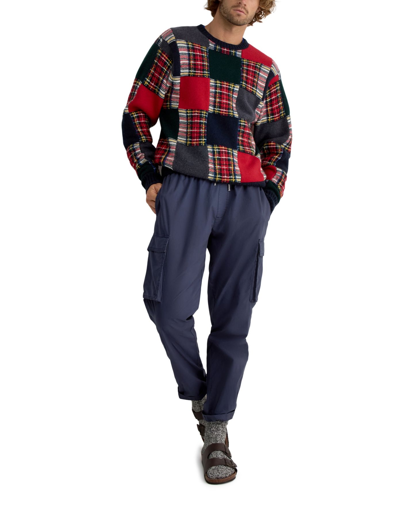 Мужской свитер Nautica Patchwork Jacquard Crew Holiday Crewneck, цвет: Тёмно-синий — фото 2
