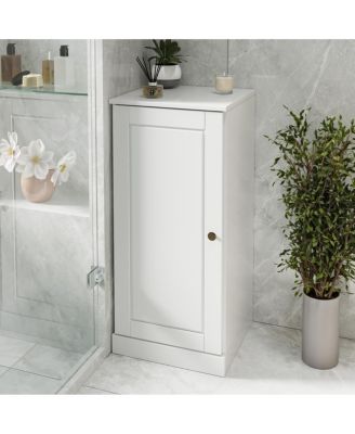  Solid Wood Bathroom Linen Storage Cabinet with Raised Panel Door, Adjustable Shelves