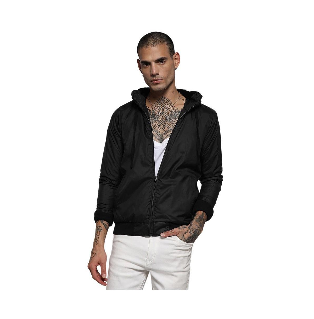 Cahoot Men's Campus Sutra Lightweight Hooded Regular-Fit Zip-Front Jacket - Black