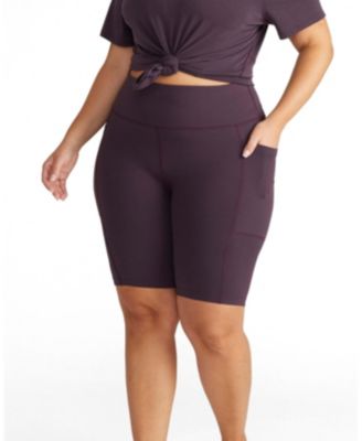 Plus Size Next-to-Naked High-Waisted Mid-Thigh Biker Shorts, 8" Inseam