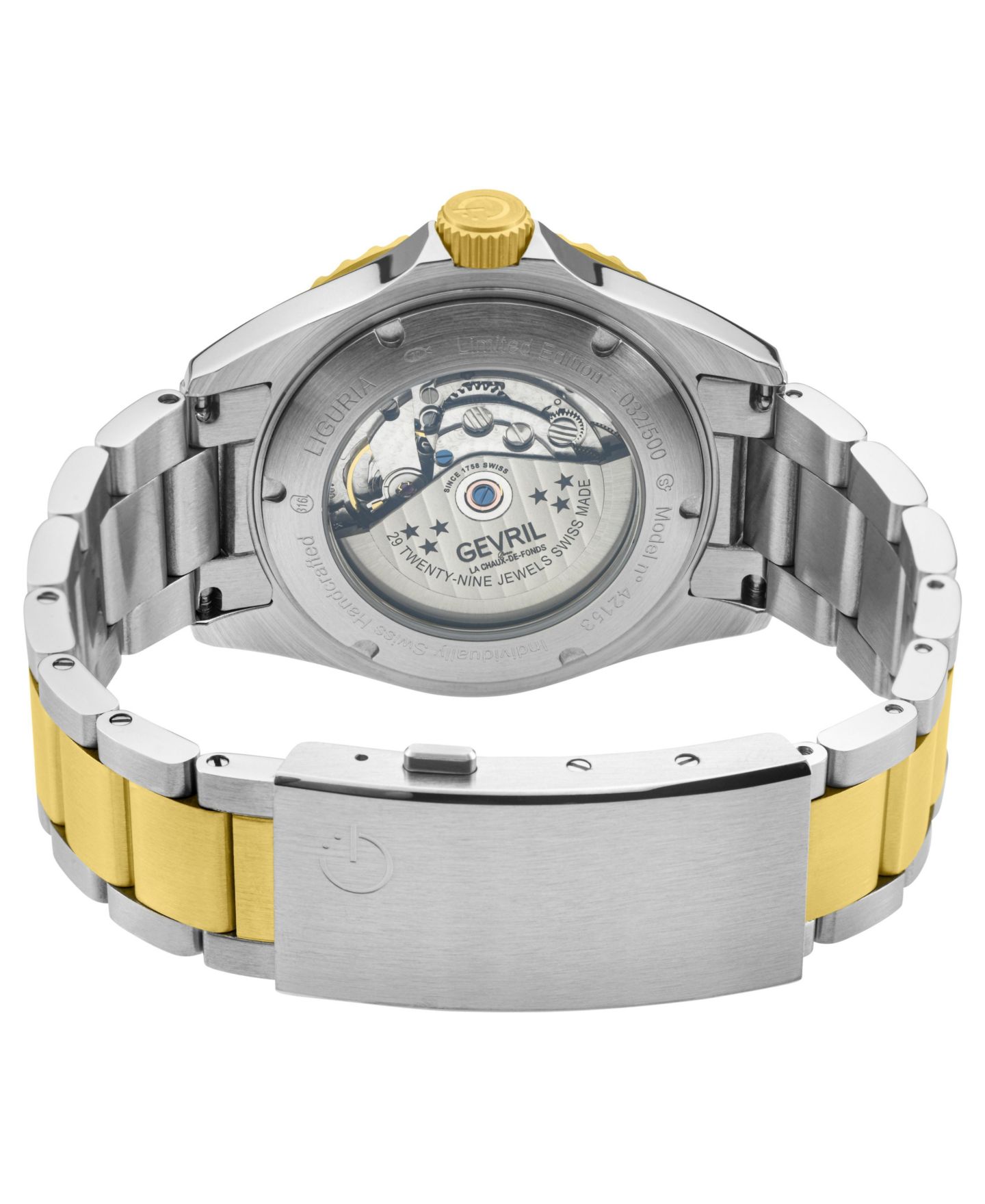 Мужские часы GV2 by Gevril Swiss Automatic Two toned SS Ipyg 316L Stainless Steel Bracelet Watch, цвет: Серебряный — фото 2