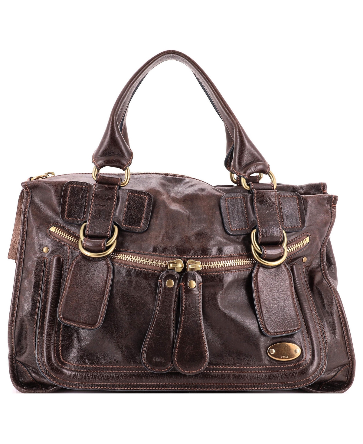 Pre-Owned Chloe Large Bay Satchel Leather - Brown