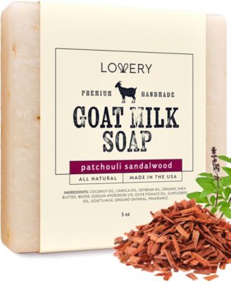 Handmade Goat Milk Soap Bars with Shea Butter - 5oz Patchouli Sandalwood Scent