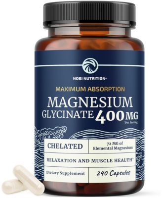 Chelated Magnesium Glycinate 400mg Capsules, 240 Count