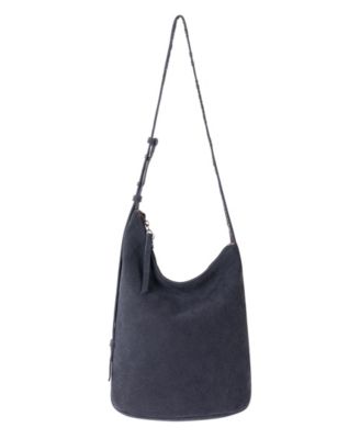 Tess Asymmetrical Medium Suede Bucket Handbag