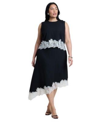 Women's Asym Lace-Trimmed Midi Skirt