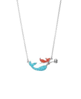 Silver-Tone Crystal Mermaid Pendant Necklace