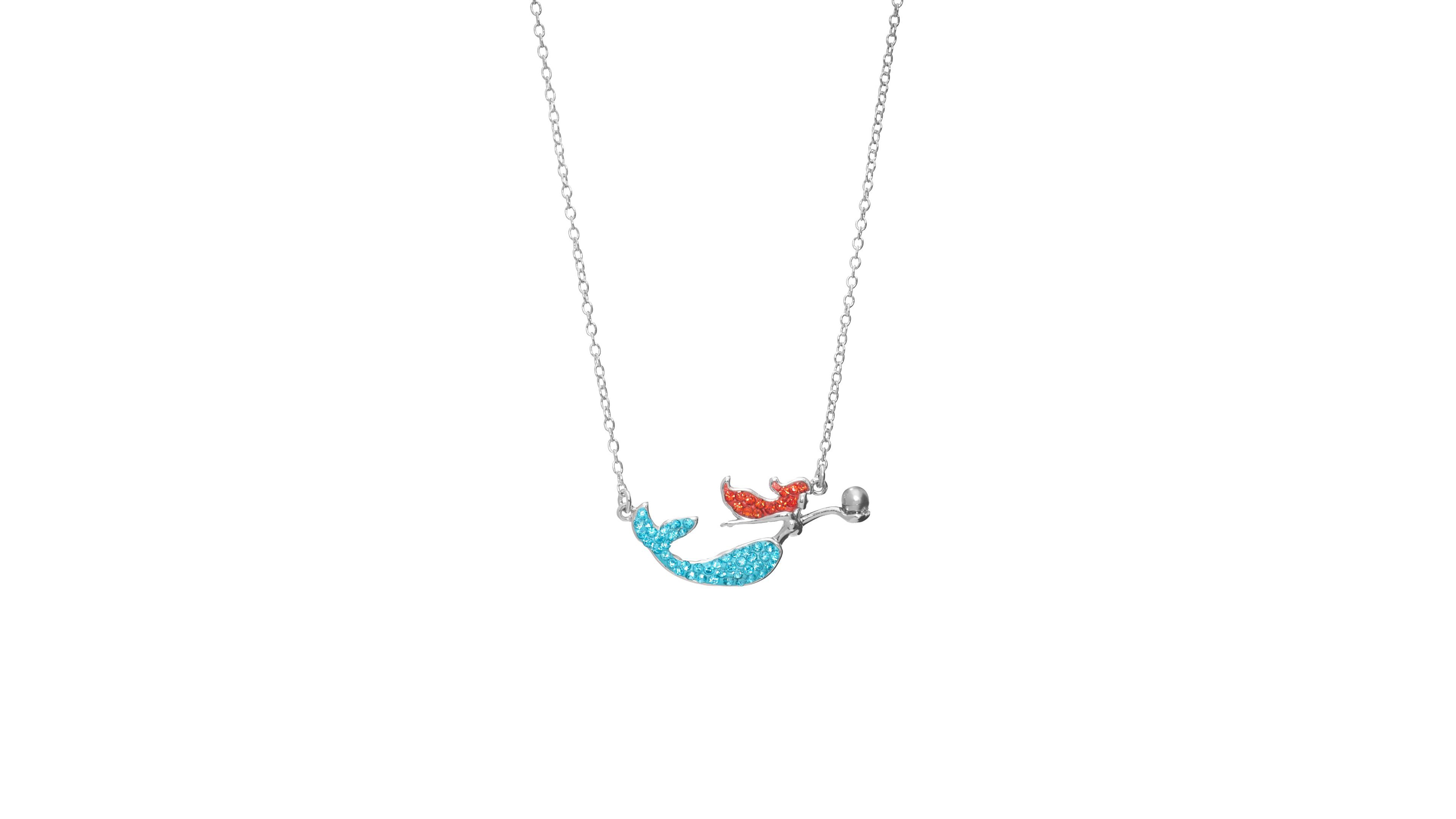 Macy's Silver-Tone Crystal Mermaid Pendant Necklace