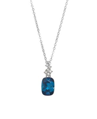 Silver-Tone Crystal Cushion Pendant Necklace