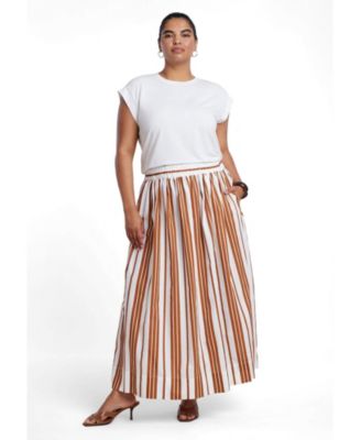 Women's Poplin Maxi Skirt With Side Slits