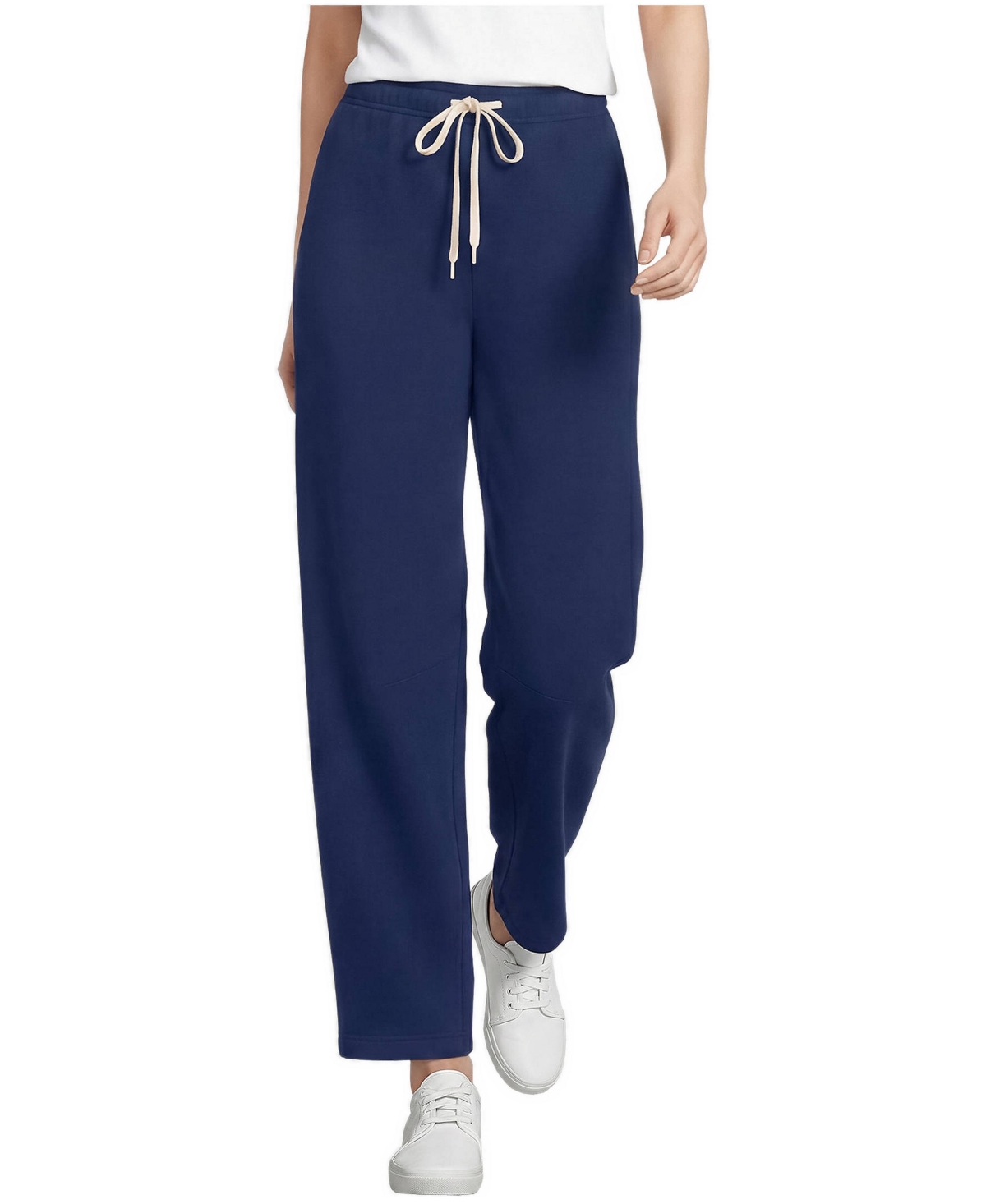 Lands' End Women's Petite Serious Sweats High Rise Barrel Pants - Deep sea navy