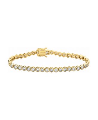 Cubic Zirconia Gold-Tone Hexagon Tennis Bracelet