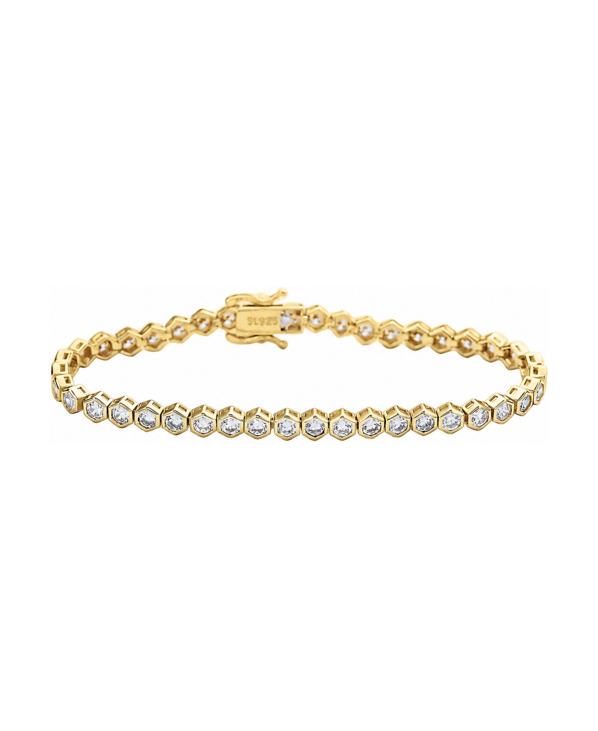 Suzy Levian New York Cubic Zirconia Gold-Tone Hexagon Tennis Bracelet