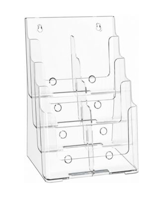 4 Tier Clear Acrylic Brochure Holder Removable Divider Literature Organizer Stand