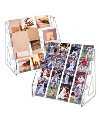 LOWKING 2 Pack Upgraded 4 Tier Clear Card Display Stand For Greeting ...