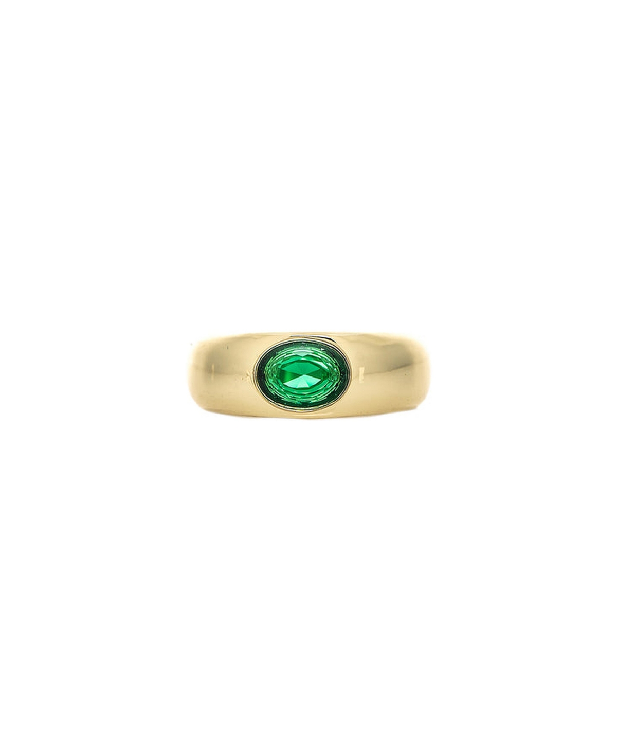 Rivka Friedman Emerald Green Cubic Zirconia Oval-Cut Bezel-Set Ring