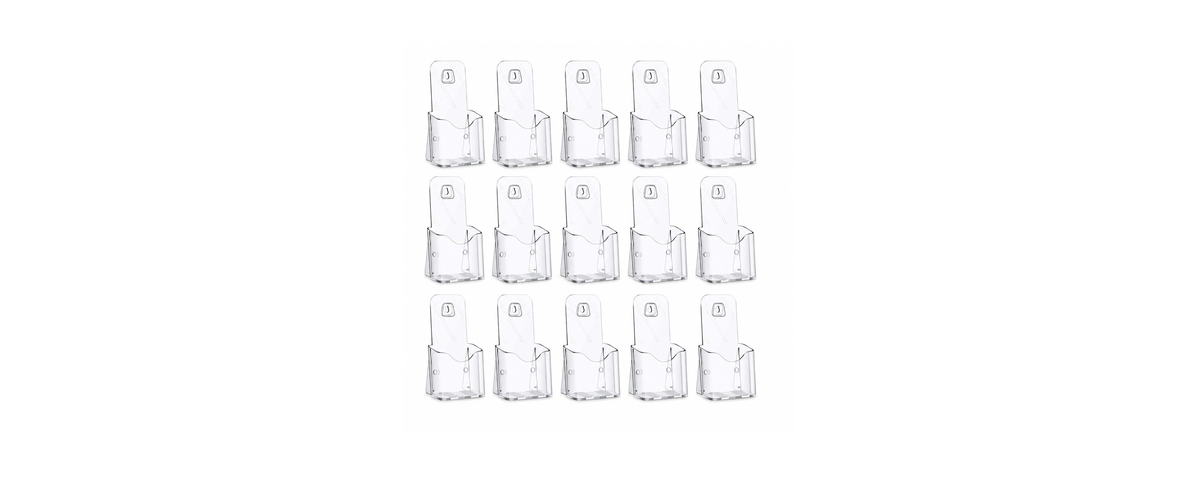 Lowking 15 Pack Acrylic Brochure Holder Wall Mount Countertop Display Stand