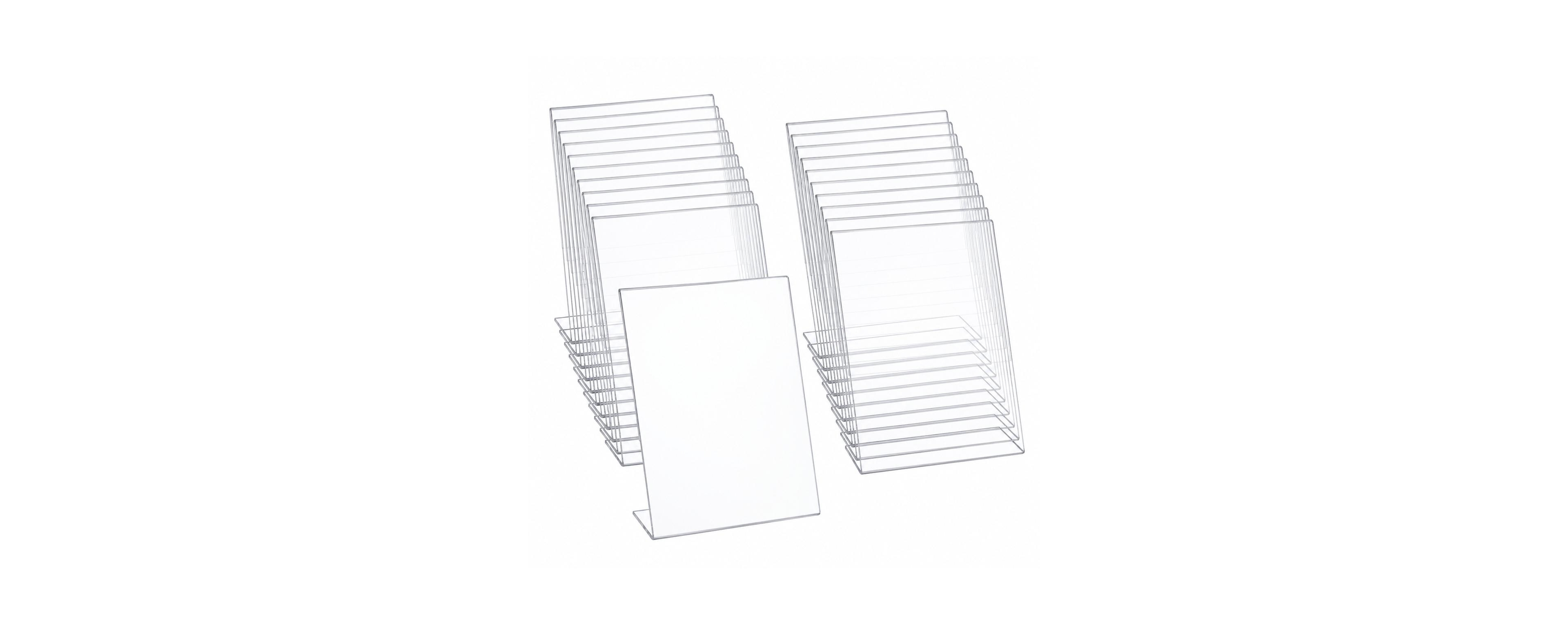 Lowking Acrylic Slant Back Sign Holder Clear Self Standing Table Display Stand