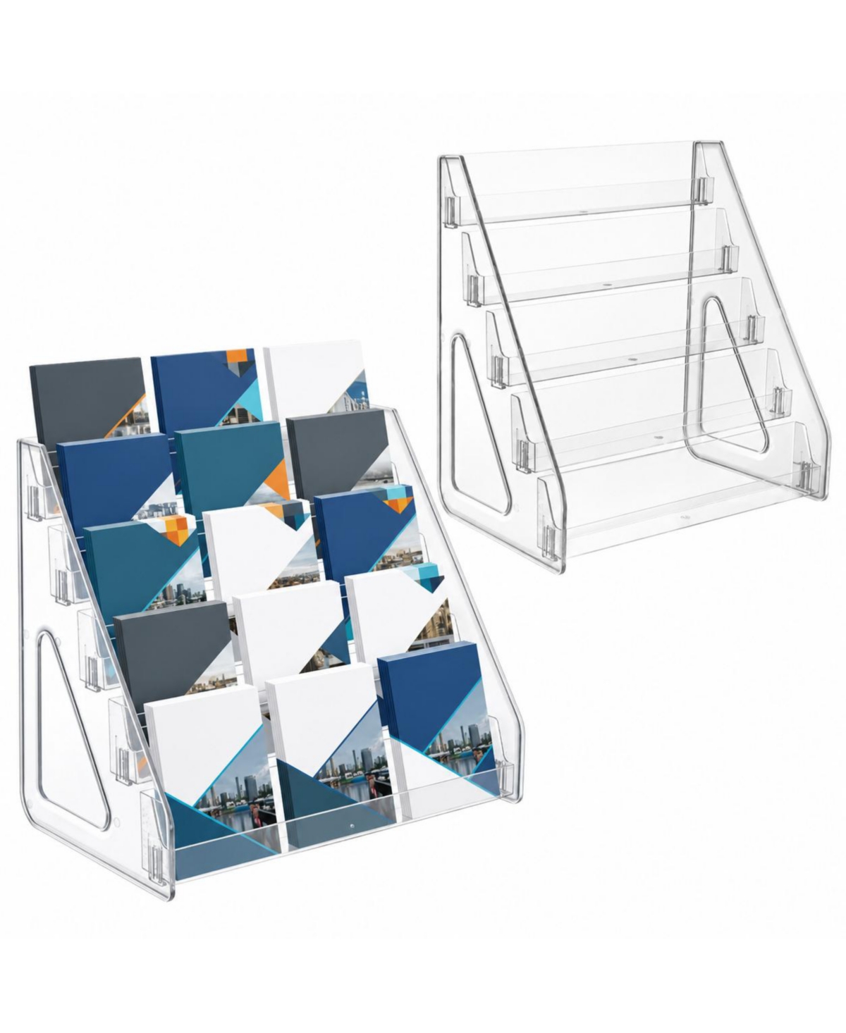 Lowking 5 Tier Countertop Brochure Holder 2 Pack Clear Acrylic Literature Display Stand - 2 pack