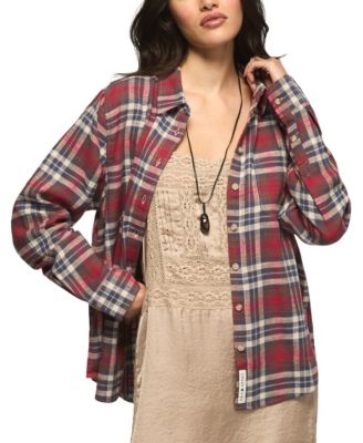 Women's Long-Sleeve Plaid Button Down Shirt