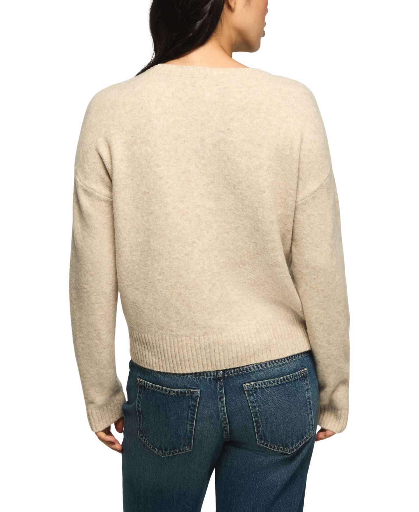 Женский свитер Lucky Brand Cloud Soft Intarsia Crewneck Long-Sleeve Loose-Fit, цвет: Светлый овсяный — фото 4
