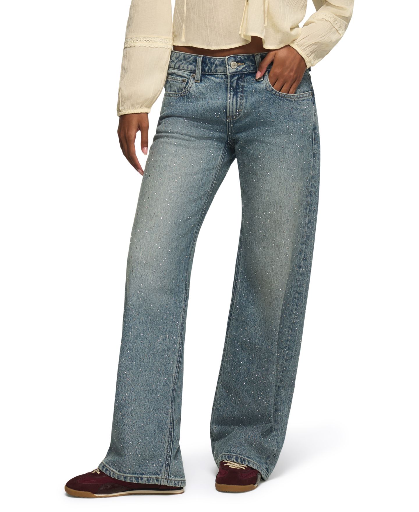 Женские джинсы Lucky Brand Lucky Legend Low-Rise Embellished Wide-Leg, цвет: Варёный — фото 1