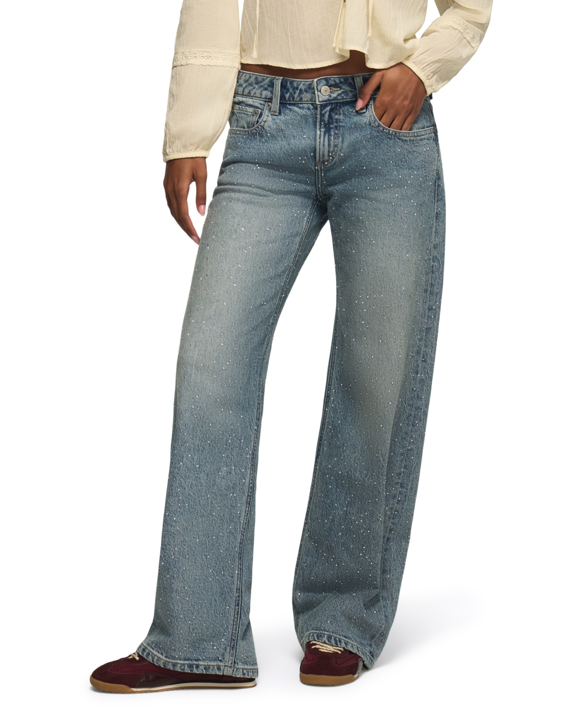 Lucky Brand Women's Lucky Legend Low-Rise Embellished Wide-Leg Jeans - Confidence Wash
