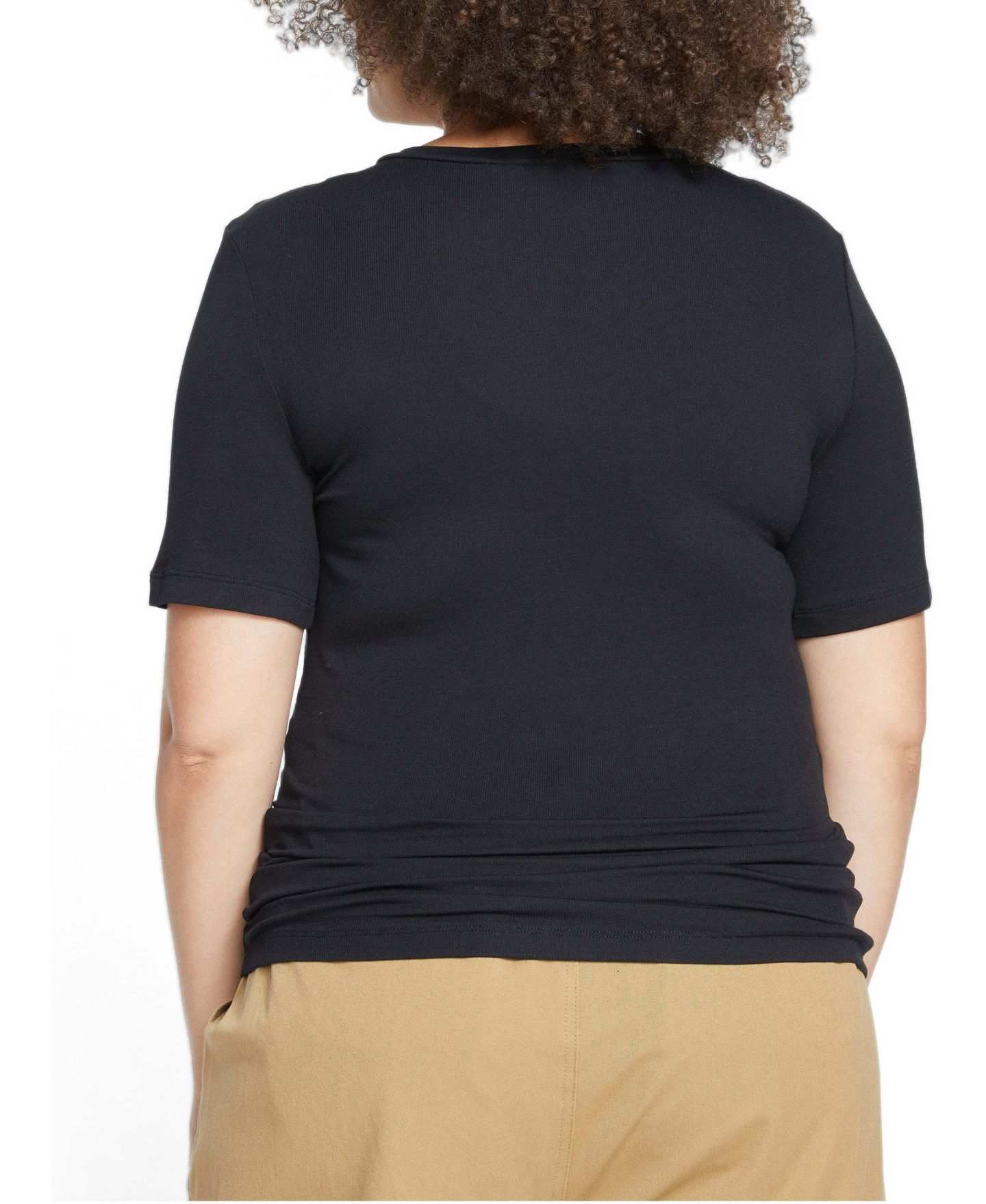 Женская футболка Universal Standard Plus Size Foundation Short-Sleeve Crew Neck, цвет: Чёрный — фото 2