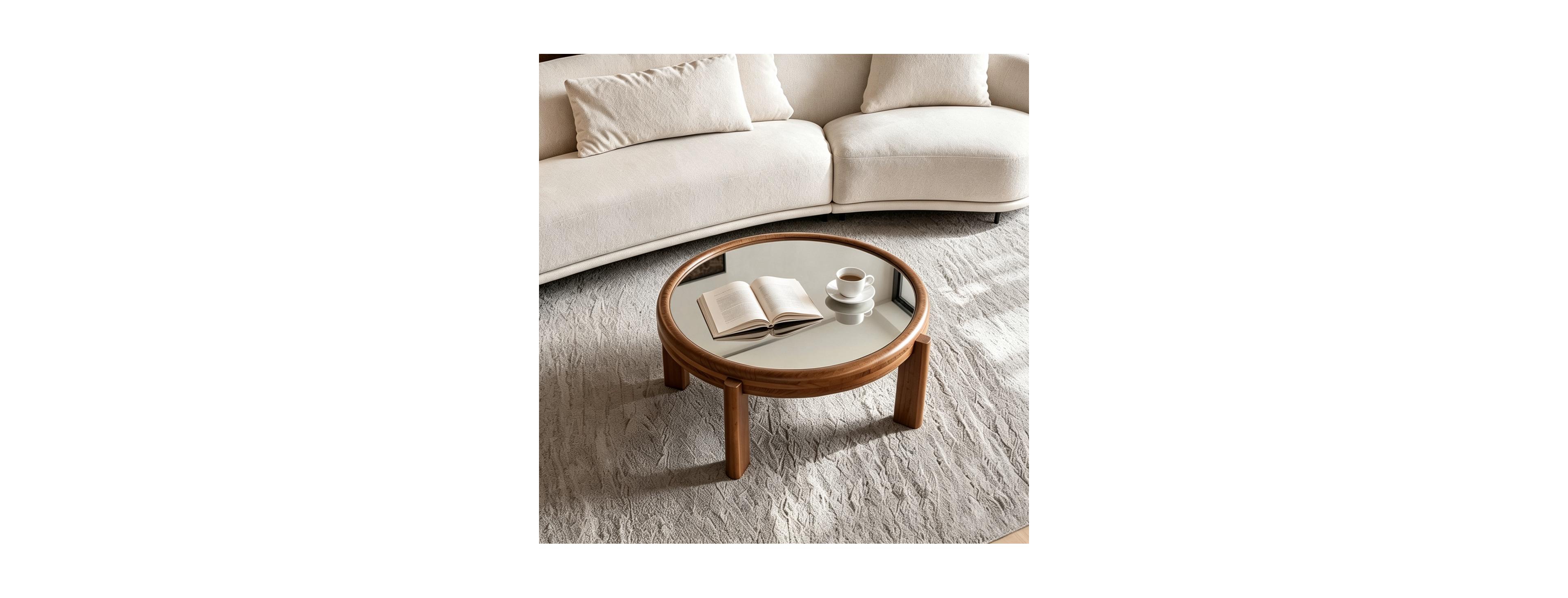 Streamdale Furniture Round Wood and Mirrored Coffee Table