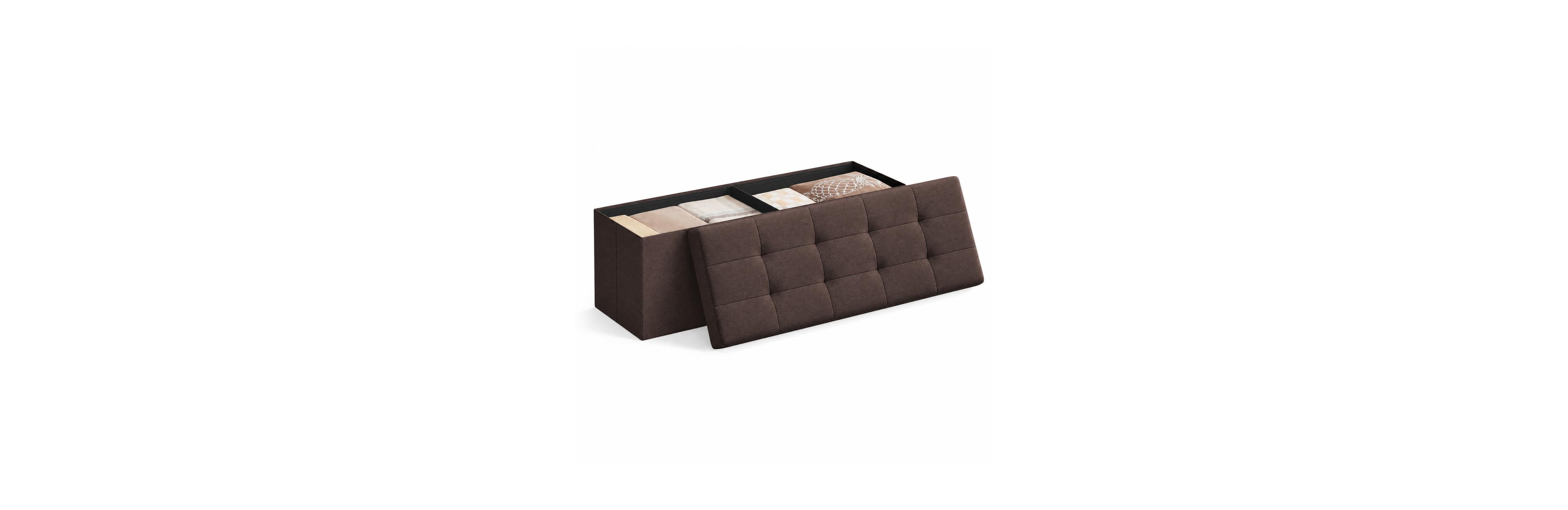 Mecale 43 Folding Storage Ottoman Bench with Linen-Look Fabric and 35 Gal Interior