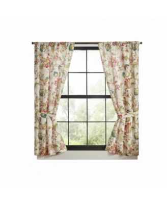 100percentage  Polyester Brissac Rod Pocket Tailored Grapevine and Check Pattern Curtain Panel Pair