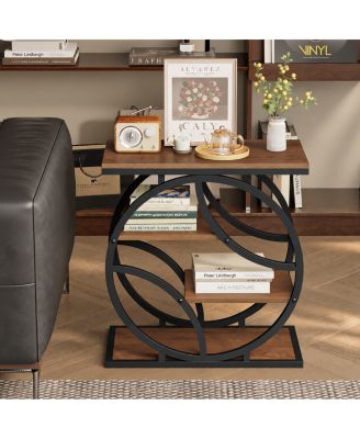 4-Tier Narrow Industrial End Table and Nightstand with Storage