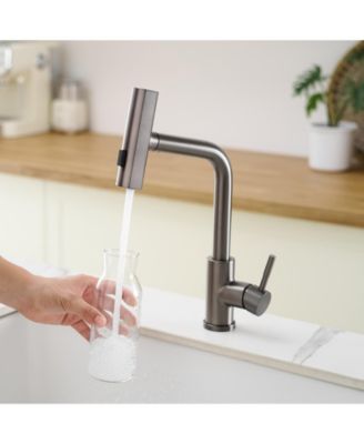 360degree(s) Rotation Pull-Down Kitchen Faucet with 3 Spray Modes -Gun  /Stainless Steel High-Arc Sink Faucet